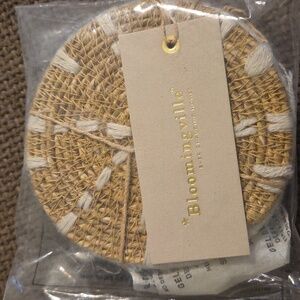 NWT Bloomingville Seagrass Woven Coasters - Set of 4 Brand New!
